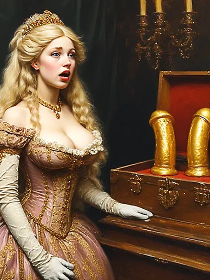 Discovering the queen's golden dildos