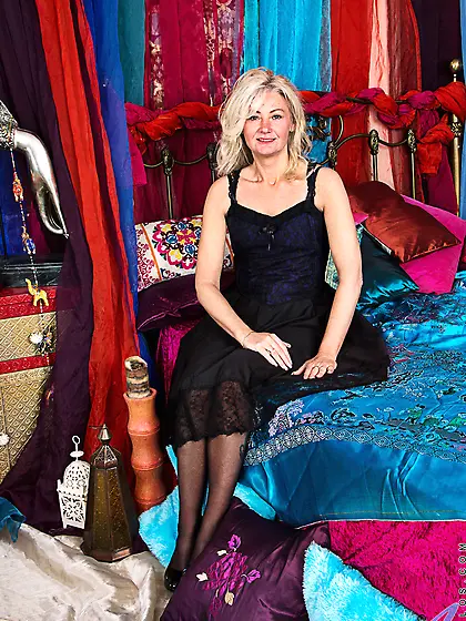 Hairy blonde black stockings