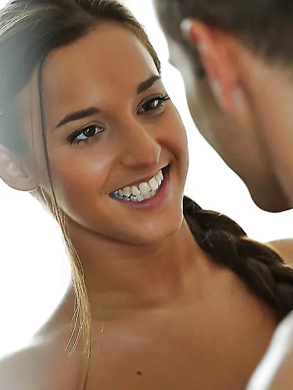 Angel with sexy long pigtail takes cock into pussy after nice cu