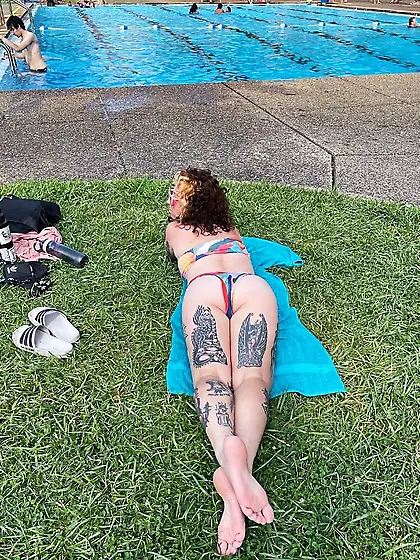 Ass up by pool