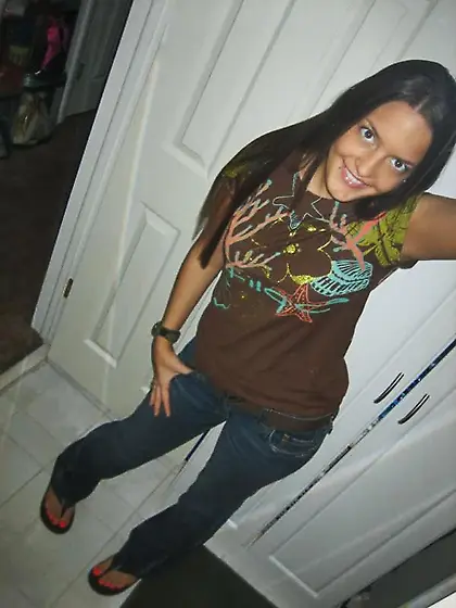 Colorful bikini brunette teen