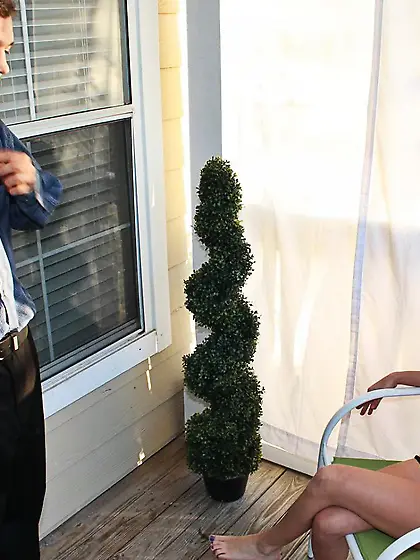 Vicious teenie Molly Bliss is playing with hard stick and making