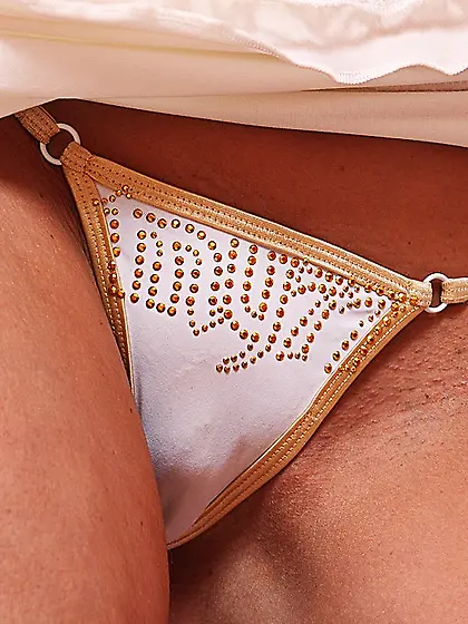 Attractive milf Sarah Simon touches her big tits and spreads her