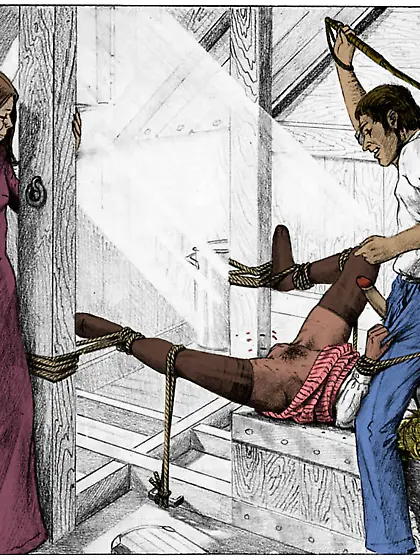 Whipped on the pussy (by Farrel). Colorized.