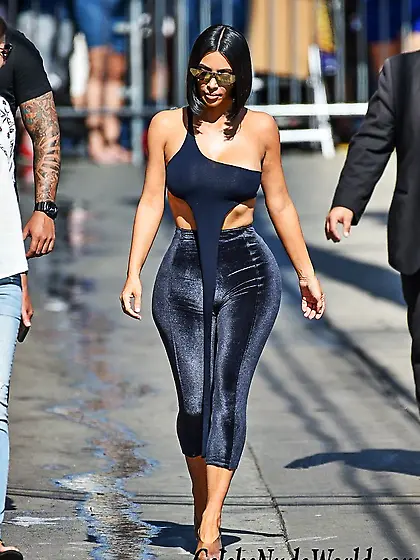 Kim Kardashian Braless In See Thru ish Top