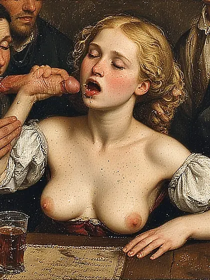 Young slut waitress.  Flemish school