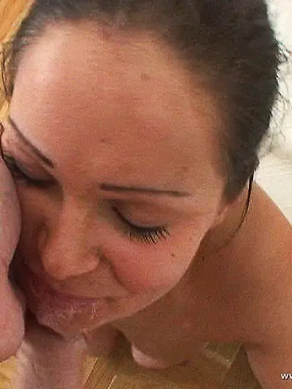 Jeny Baby and her alluring hung male lover strip on the bed and