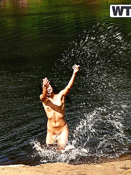 Skinny Sexy Chick Owned by the Lake