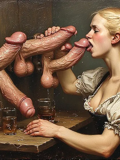 Young slut waitress.  Flemish school