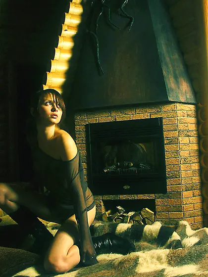 Anna S removes her sexy black see through lingerie and shows her