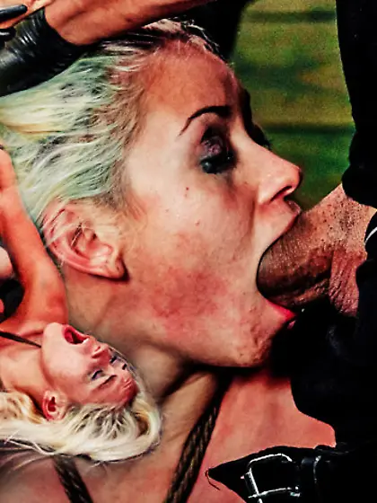 Busty blonde female slave stiffed with huge...