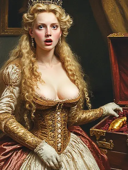 Discovering the queen's golden dildos