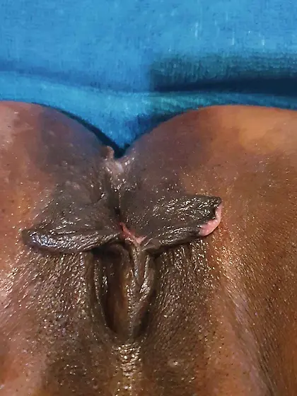 Big black long labia lips