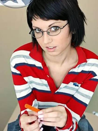 Horny brunette with glasses Riley Mason taking huge hard weiner