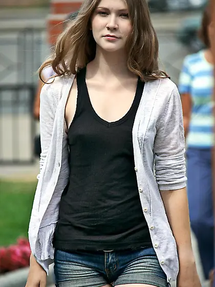 Gorgeous long haired blonde Kessie A does not mind exposing her