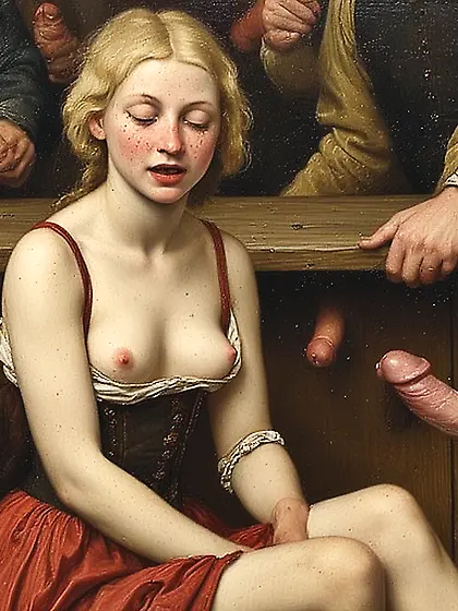 Young slut waitress.  Flemish school