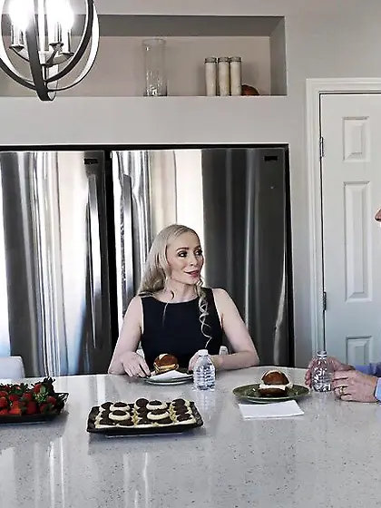 Petite blonde babe fingered by horny mom