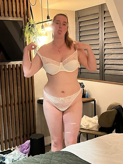 Chubby wife slowly undressing for husband