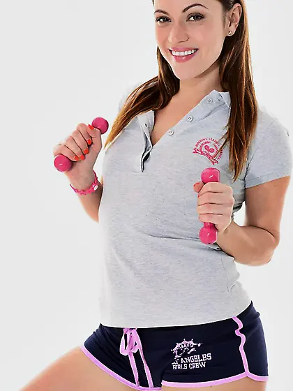 Sporty girl Alyssa Reece enjoys in taking her outfit off and sho