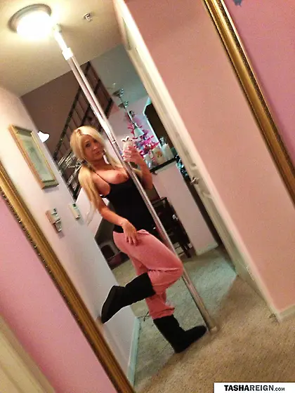 Busty blonde Tasha Reign treats us to her private naughty pics f