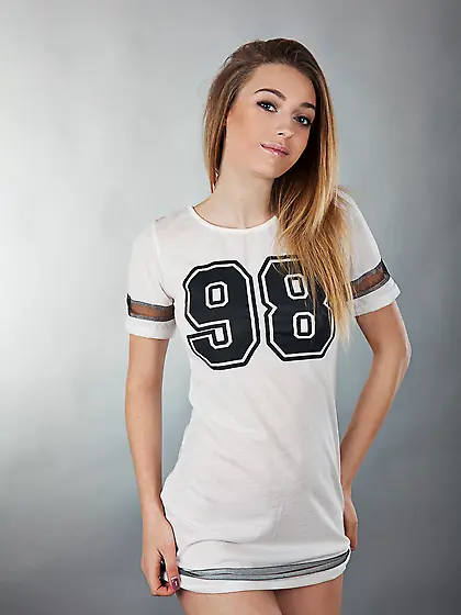 Slender sweetie casually takes clothes down and displays stiff n