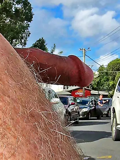 WNBR Byron Bay publlic erection crosses a street