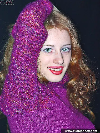 Russian teen redhead takes off red lingerie and masturbates