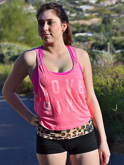 Big titted teenager Erin FTV is demonstrating her tiny shorts na