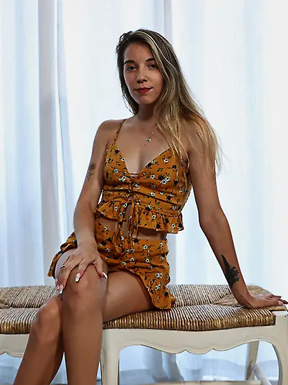 Skinny blonde Luna Mars provides a hot POV blowjob with her tiny