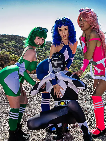 Cute cosplay babes Khloe Kingsley,  Laney Grey and Bianca Bangs g