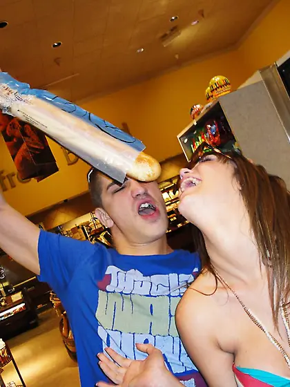 Shaved juicy titted brunette Holly Michaels gets fucked rough by