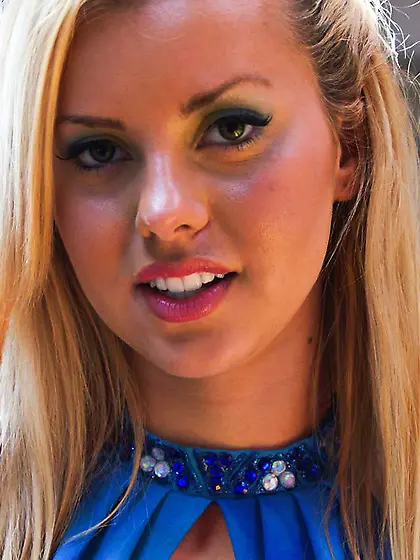 Sexy posing from yummy blonde Jessie Rogers in lace footless pan