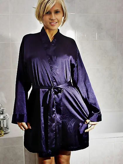 Zusie A takes her sexy satin robe off and teases us with her nud