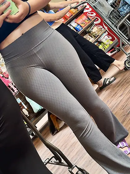 Candid PAWG shopping with mom insane ass and VPL