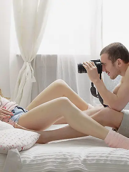 Photographer blasts another load during their morning routine