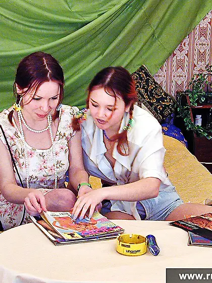 Russian teen brunette lesbians cunnilingus and dildo play