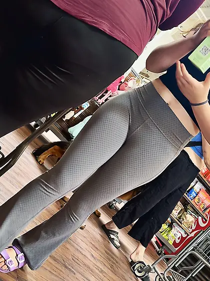 Candid PAWG shopping with mom insane ass and VPL