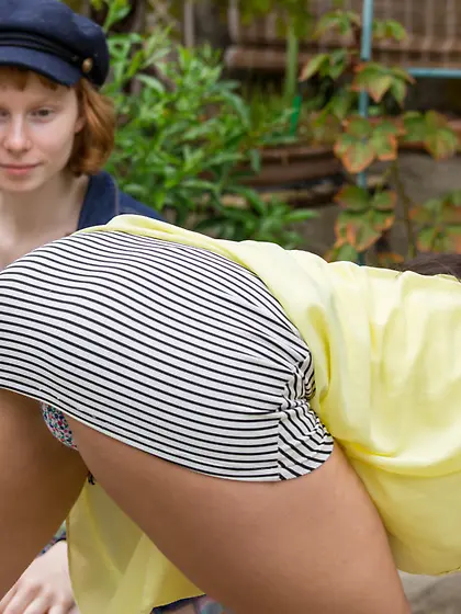 Young redhead dyke seduces friend for an outdoor lesbian sex on