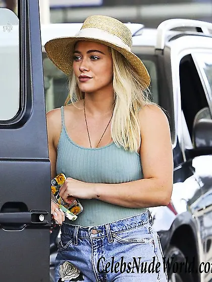 Hilary Duff Braless Pokies While Out In Studio City