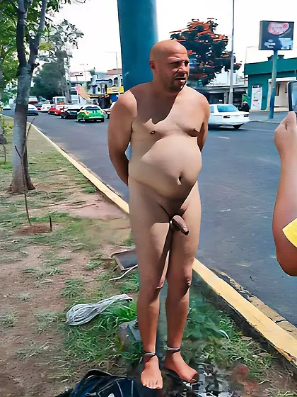 Tied nude humillant public cfnm