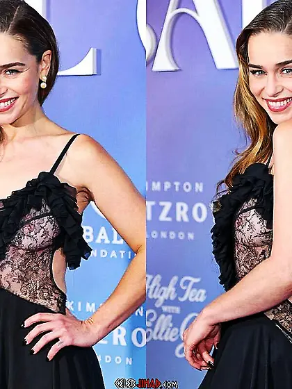 Emilia Clarke in sheer black dress