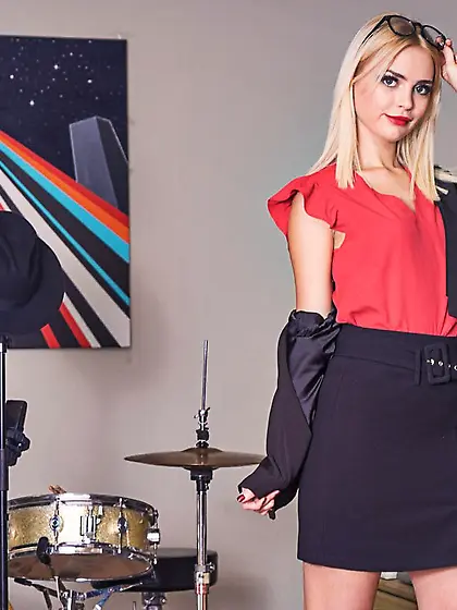 Horny secretary pounded hard in doggy