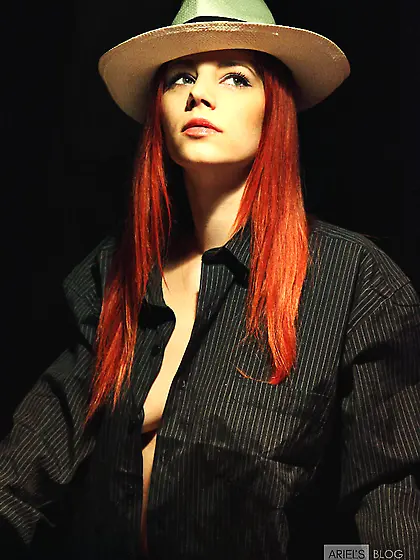 Dangerous busty redhead honey Gabrielle Lupin doing striptease l