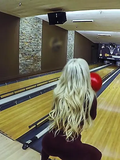 Busty bitch bowls with her beau before banging