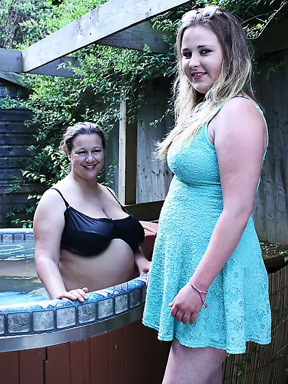 Blonde lesbian swimming pool