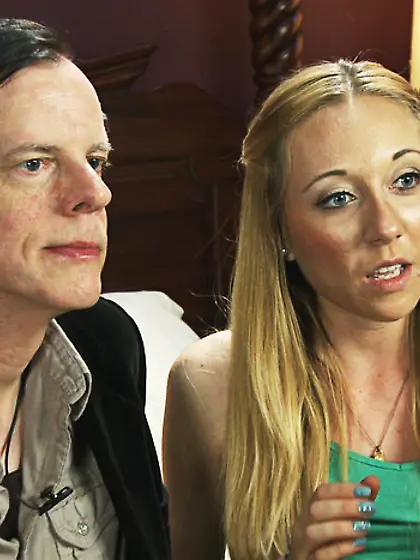 Skinny blonde green shirt