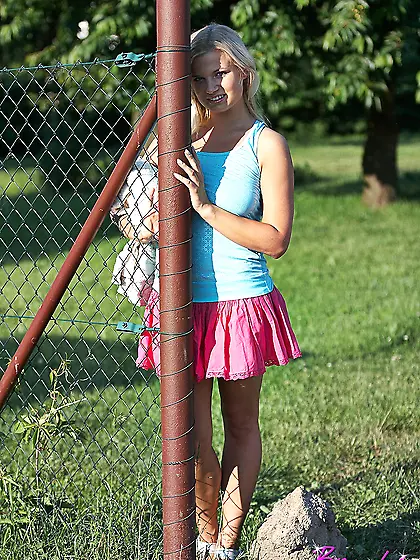 Blonde country girl enjoys sucking the farmer's old man dick whi