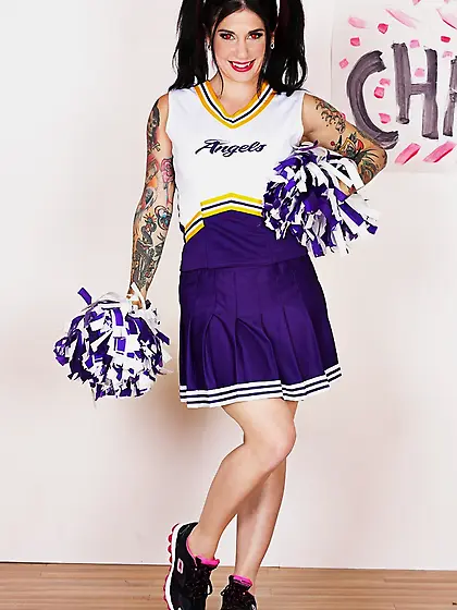 Naughty emo cheerleader strips