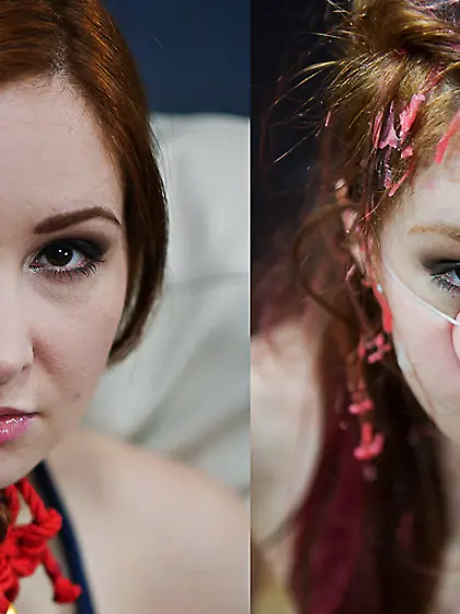 Ginger chick roped suspended