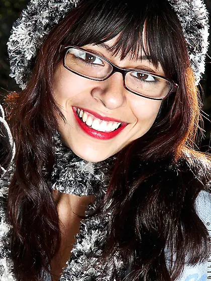 Pantyless glassed winter girl Pebbles Nubiles spreads her legs a